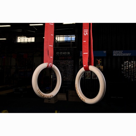 Купить Кольца гимнастические 32 мм красные стропы в Звенигороде 