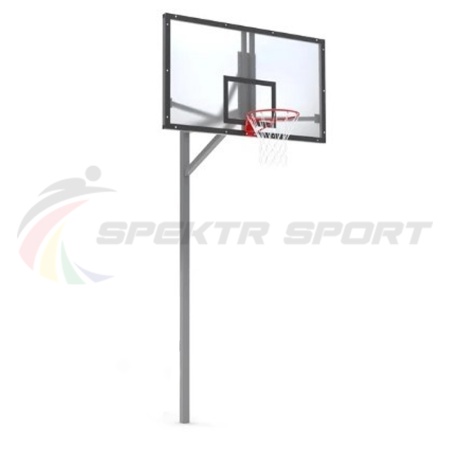 Купить Стойка баскетбольная уличная упрощенная со щитом из оргстекла, кольцом и сеткой SP D 412 в Звенигороде 