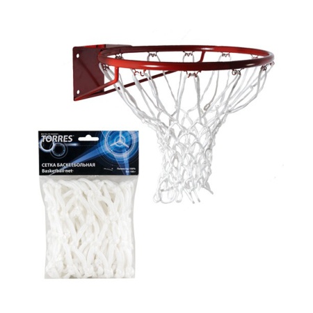 Купить Сетка баскетбольная Torres, нить 6 мм, белая в Звенигороде 