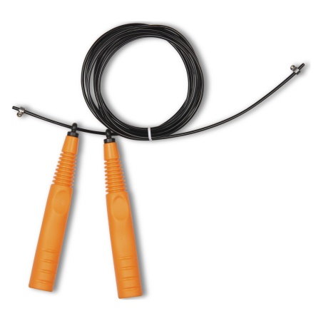 Купить Скакалка высокооборотная Кроссфит стальной шнур в оплетке 2.9 м чёрно-оранжевая в Звенигороде 